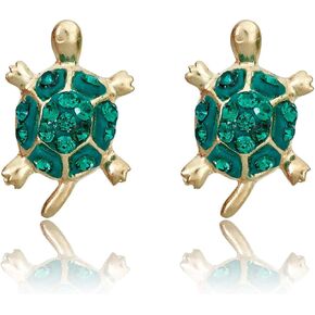 Avora 10K Gold Gold Green Turtle مع أقراط Crystal STUR