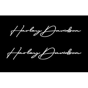 handscript Decal 2"x10" Moto Harley #2 Piece Waterproof, Easy to Apply. (White)