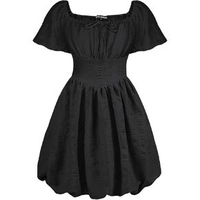 Scarlet Darkness Women Summer Bubble Dress Flutter Sleeve Cottagecore Mini Corset Dress