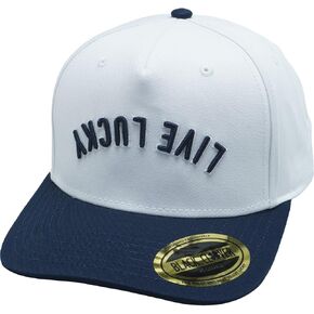 Black Clover Standard Upside Down Luck 2 Adjustable Hat, White/Navy Hat/3D Embroidery