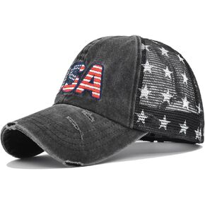 UTOWO American Flag Hat USA Unisex Vintage Embroidery Washed Distressed Hat Adjustable Baseball Cap