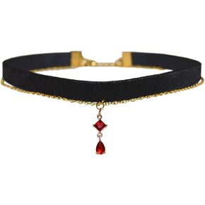 MOMOCAT Black Velvet Red Pendant Choker Necklace for Women Gothic Lace Chokers Necklace Witch Bride Vampire Accessories Aesthetic kawaii Jewelry for Women Teen Girls