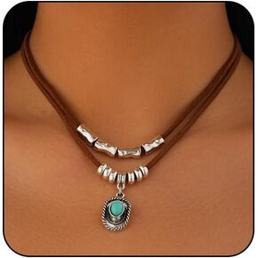 Western Turquoise Choker Necklace for Women Gothic Black Choker Necklaces Boho Summer Cowgirl Rodeo Country Concert Outfits Jewelry Accessories