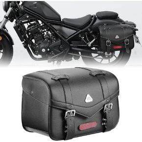 KEMIMOTO Dome Modern Side Bag 30L Large Capacity Bottom Anti-slip Saddlebag PU Leather with Waterproof Rain Cover Quick Installation Straps Universal for Softail Dyna Sportster Shaow Rebel Vulcan