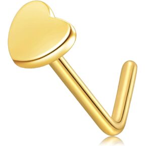 QWALIT Sterling Silver Nose Stud Silver Gold Nose Studs Sterling Silver 925 Stud Nose Ring For Women Diamond Nose Stud Heart Star Flower 20G Nose Stud Surgical Steel Nose Piercings Stud 20 gauge