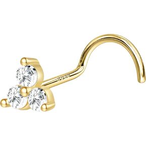 925 Sterling Silver Nose Stud 20G Corkscrew Nose Ring Tiny Nose Studs Gold Nose Stud Hypoallergenic Nose Piercings for Women