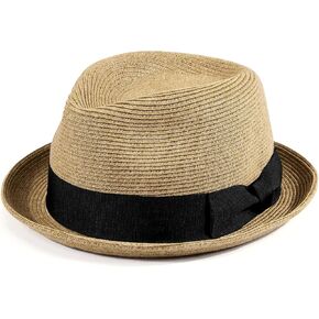 Akio & Aquirax Mens Fedora Hats مع قبعات شمس قش قصيرة من القشور.