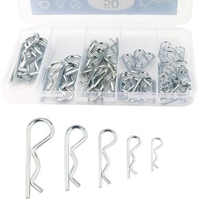 Cotter Pins 30 Pcs R Clip Cotter Pin Assortment Kit, Zinc Plated Carbon Steel Retaining Hair Pin for Hitch Pin Lock System Automotive Marine Tractors Mower Carts Truck Engine Repair, 5 Sizes
