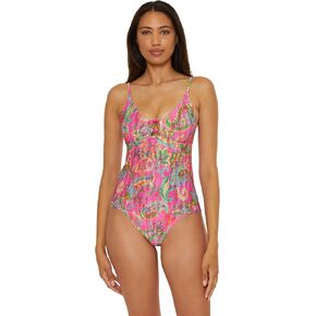 BECCA Women's Polynesia Multi-Way Tankini, Floral Print, Adjustable, Swimsuit Tops