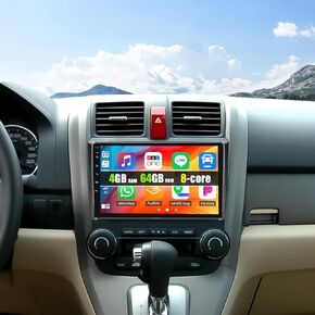 راديو Camecho Android لسيارة Honda CRV 2007-2011، ستيريو سيارة Android 13 مع وصلة مرآة، راديو سيارة 9 بوصة مع بلوتوث، EQ، GPS، WiFi + كاميرا احتياطية AHD وميكروفون (1+32G)