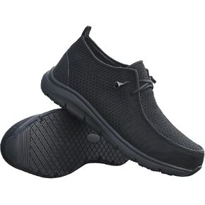 Slip On Steel Toe Shoes Men Women Waterproof Non Slip Lightweight Comfortable Walking Loafers No-Laces