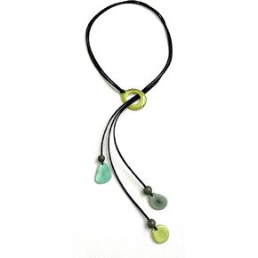 Tagua Necklace in Lime Green, aqua, hunter green, Organic Tagua Nut Jewelry TAG706, Green Tagua Lariat Necklace