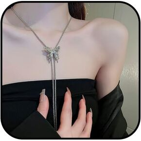 Long Butterfly Necklace Butterfly Choker Delicate Waterproof Stainless Steel Adjustable Lariat Silver Butterfly Necklace Women's Jewelry