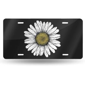 Kiuloam Daisy Flower 12x6 بوصة غطاء لوحة ترخيص ، لوحات ترخيص الجدة الألومنيوم ، لوحة تزيين لوحة الرخصة العلامة الغرور للنساء الفتيات