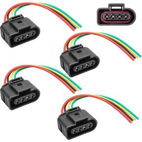 Anina 4PCS Ignition Coil Connector 4Pin Harness Wiring Plug Pigtail Compatible with Volkswagen VW & Audi 1.8T, 2.0T, 2.5L, 3.2L, 4.2L