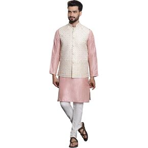 Sojanya (منذ عام 1958 لمزيج الحرير للرجال Kurta و Pajama مع سترة نهرو