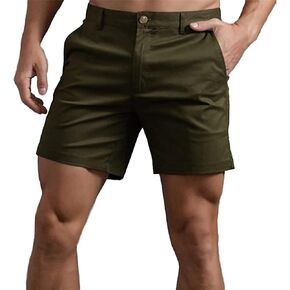 Oymyakon Men's Chino Shorts 6 Inch Slim Fit Shorts Cotton Stretch Casual Shorts Summer Flat Front Shorts
