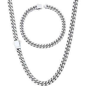 ChainsHouse 5mm 26" Cuban Chain Necklace Men Bracelet 19cm