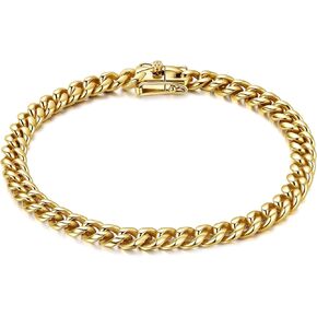 6mm 8mm 14k الذهب الحقيقي مطلي ميامي كوبية سلسلة السوار 316L من الفولاذ المقاوم للصدأ السميكة Hypoallergenic الهيب هوب المجوهرات للرجال عيد ميلاد عيد الميلاد هدية