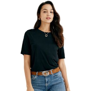 COLD POSH Women's 100% Silk Casual T-Shirt Round Neck Tee Summer Tee: Loose Fit Casual Short Sleeve Tshirts
