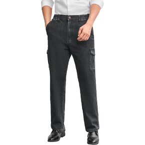 Mens Cargo Jeans with Elastic Waist Relaxed Fit Denim Cargo Pants Men Easy Wear Perfect for Outdoor