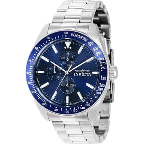 Invicta Aviator Men 45mm Stainless Steel Silver Blue dial VH67 Quartz