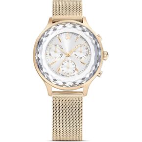 Swarovski Nova Chrono Watch, Swiss Made, Metal Bracelet, Gold Tone, Champagne Gold-Tone Finish