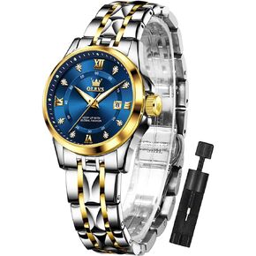 OLEVS Watch Women,Watches for Women,Luxury Casual Stainless Steel Women's Wrist Watches Classic Small Face Dress Analog Womens Watches with Date Easy to Read Waterproof Luminous Quartz Ladies Watches