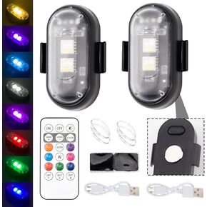 2PCS LED LED LED مصابيح القوية مع التحكم عن بعد ، مقاوم للماء USB Charing 8 ألوان مصابيح LED مصغرة ، مصابيح LED عالية السطوع المضادة للبقع للسيارة ، الطائرات بدون طيار ، شاحنة ، السيارات والدراجة ، المغناطيسية