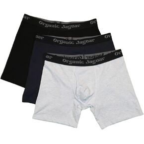 Boxers Briefs for Men, 3 Pack, 100% Cotton, Sustainable, Soft, Lightweight, Breathable, Black/Grey/Blue