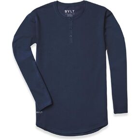 Drop-Cut Henley Long Sleeve Men's Shirt, 3-Button Closure, Long Sleeve, Casual T-Shirt