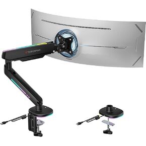 THRONMAX MX100 Monitor Mount, Computer Monitor Stand Holder, 13 to 32 Inch Gas Monitor Arm, Adjustable Stand, Vesa Mount with Clamp and Grommet Base