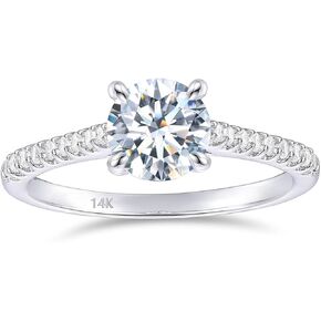 14K حلقات مويسانيت ذهبية صلبة ، وحلقات مقطوعة مقطوعة 1C ، و 14K الذهب الأبيض مويسانيت خاتم الخطوبة ، و 14 كيلو. خاتم الخطوبة