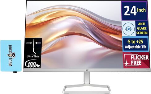 شاشة HP 27 بوصة FHD IPS (1920x1080) لضبط الارتفاع (تستبدل حزمة M27h) مع Docztorm Dock، 2x HDMI، VGA، إطار صغير الحواف ثلاثي الجوانب، مثالي للمنزل والأعمال، أسود/فضي (أحدث طراز 2024) (عبوتان ) in Kuwait