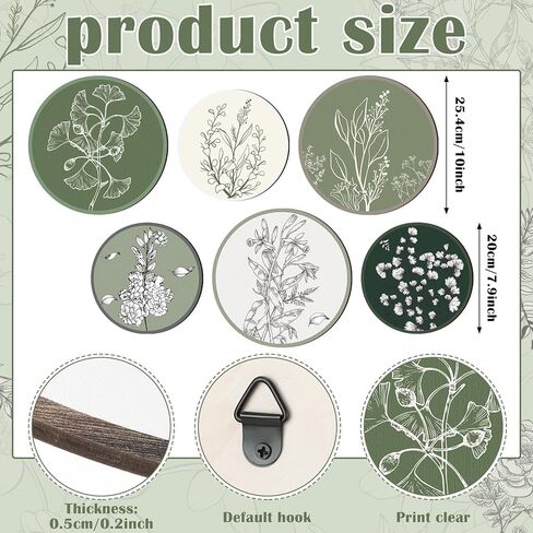 Barydat 6 Pieces Boho Plant Wall Art Decor Wooden Boho Farmhouse Rustic Bohemian Wall Hanging for Bedroom Living Room Office (Retro,8 Inch, 10 Inch) in Kuwait