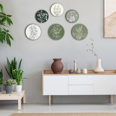 Barydat 6 Pieces Boho Plant Wall Art Decor Wooden Boho Farmhouse Rustic Bohemian Wall Hanging for Bedroom Living Room Office (Retro,8 Inch, 10 Inch) in Kuwait