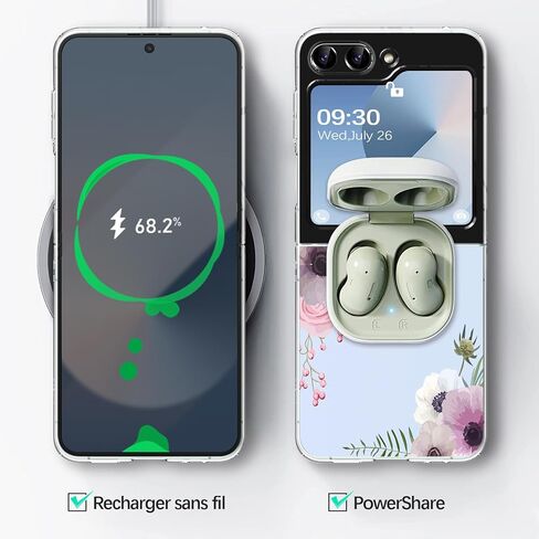 حافظة لهاتف سامسونج Z فليب 6 من السيليكون على شكل زهور جالاكسي Z فليب 6 حافظة رفيعة شفافة للنساء والفتيات غطاء ناعم من البولي يوريثان الحراري مقاوم للصدمات لهاتف سامسونج جالاكسي Z فليب 6 5G حافظة هاتف شفافة كريستالية (C) in Kuwait