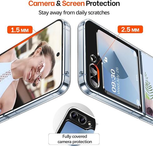 حافظة لهاتف سامسونج Z فليب 6 من السيليكون على شكل زهور جالاكسي Z فليب 6 حافظة رفيعة شفافة للنساء والفتيات غطاء ناعم من البولي يوريثان الحراري مقاوم للصدمات لهاتف سامسونج جالاكسي Z فليب 6 5G حافظة هاتف شفافة كريستالية (C) in Kuwait