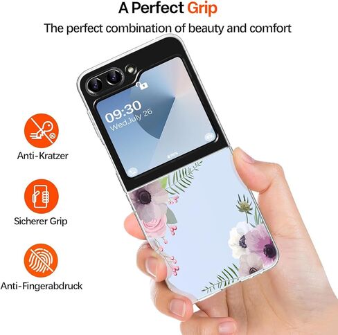 حافظة لهاتف سامسونج Z فليب 6 من السيليكون على شكل زهور جالاكسي Z فليب 6 حافظة رفيعة شفافة للنساء والفتيات غطاء ناعم من البولي يوريثان الحراري مقاوم للصدمات لهاتف سامسونج جالاكسي Z فليب 6 5G حافظة هاتف شفافة كريستالية (C) in Kuwait