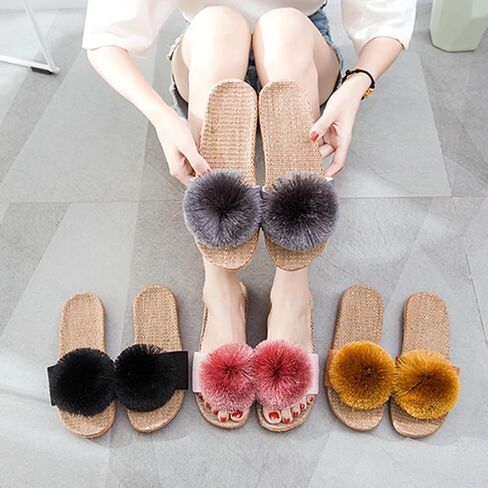 Caistre Women's House Slippers مفتوحة إصبع القدم في صندل شريحة شريحة مسطحة رقيقة من النعال المسطحة المسطحة. in Kuwait