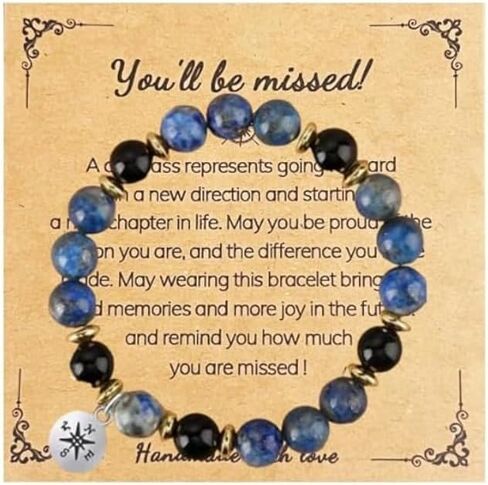 Compass Farewell Natural Stone Beads Bracelet Inspirational Gifts Coworker Leaving Retirement Farewell Going Away Goodbye Bracelet Gifts in Saudi Arabia