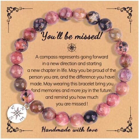 Compass Farewell Natural Stone Beads Bracelet Inspirational Gifts Coworker Leaving Retirement Farewell Going Away Goodbye Bracelet Gifts in Saudi Arabia