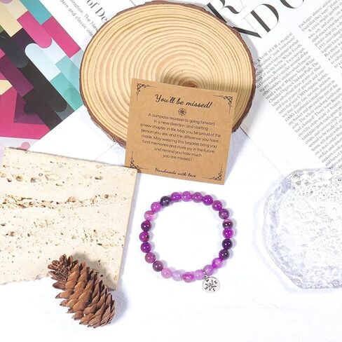Compass Farewell Natural Stone Beads Bracelet Inspirational Gifts Coworker Leaving Retirement Farewell Going Away Goodbye Bracelet Gifts in Saudi Arabia