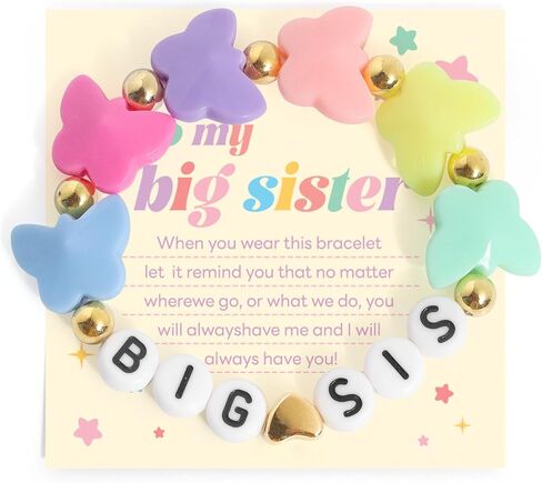 Big Sister Bracelets, Heart Charm Beads Stackable Bracelet Surfer Stretch Accessories Jewelry Gift for Big Sis in Saudi Arabia