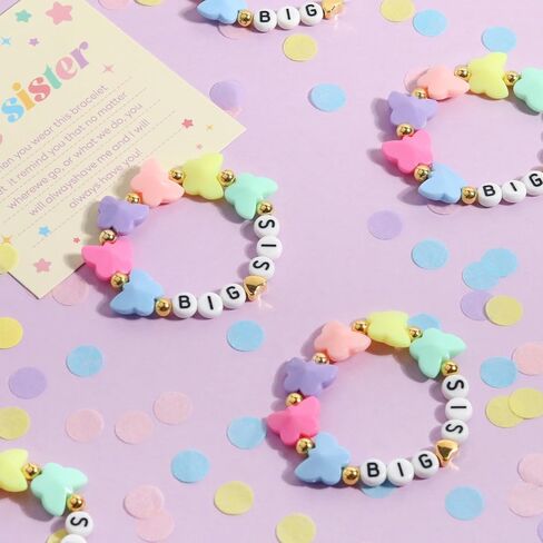 Big Sister Bracelets, Heart Charm Beads Stackable Bracelet Surfer Stretch Accessories Jewelry Gift for Big Sis in Saudi Arabia