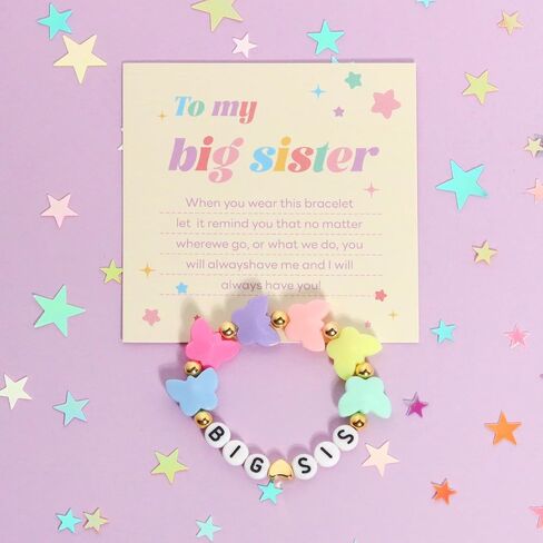 Big Sister Bracelets, Heart Charm Beads Stackable Bracelet Surfer Stretch Accessories Jewelry Gift for Big Sis in Saudi Arabia