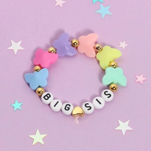 Big Sister Bracelets, Heart Charm Beads Stackable Bracelet Surfer Stretch Accessories Jewelry Gift for Big Sis in Saudi Arabia