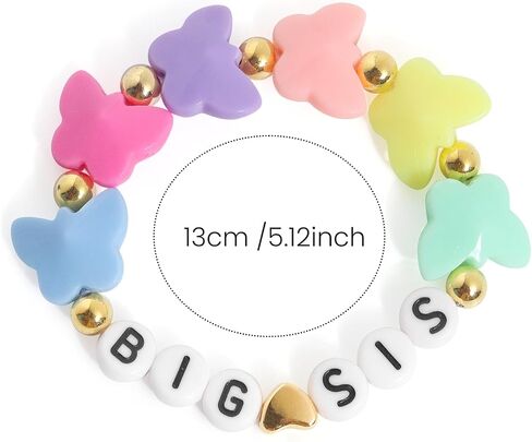 Big Sister Bracelets, Heart Charm Beads Stackable Bracelet Surfer Stretch Accessories Jewelry Gift for Big Sis in Saudi Arabia