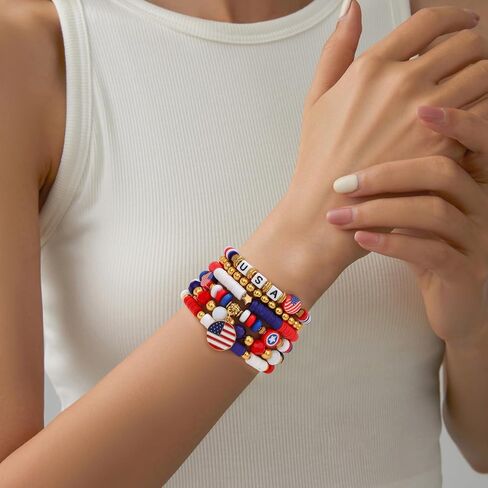 Colorful Heishi Beaded Bracelet for Women Clay Bead Stretch Bracelet Layering Stackable Boho Friendship Bracelets Summer Beach Jewelry Set Gift in Saudi Arabia
