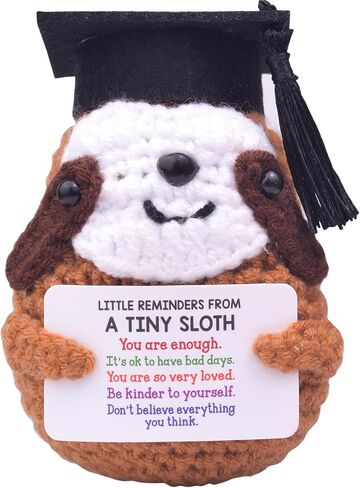 2025 Graduation Gift Emotional Support Sloth, Cute Knitted Positive Crochet Sloth Doll with Doctoral Hat Graduation CertificateToy Room Decoration in Kuwait